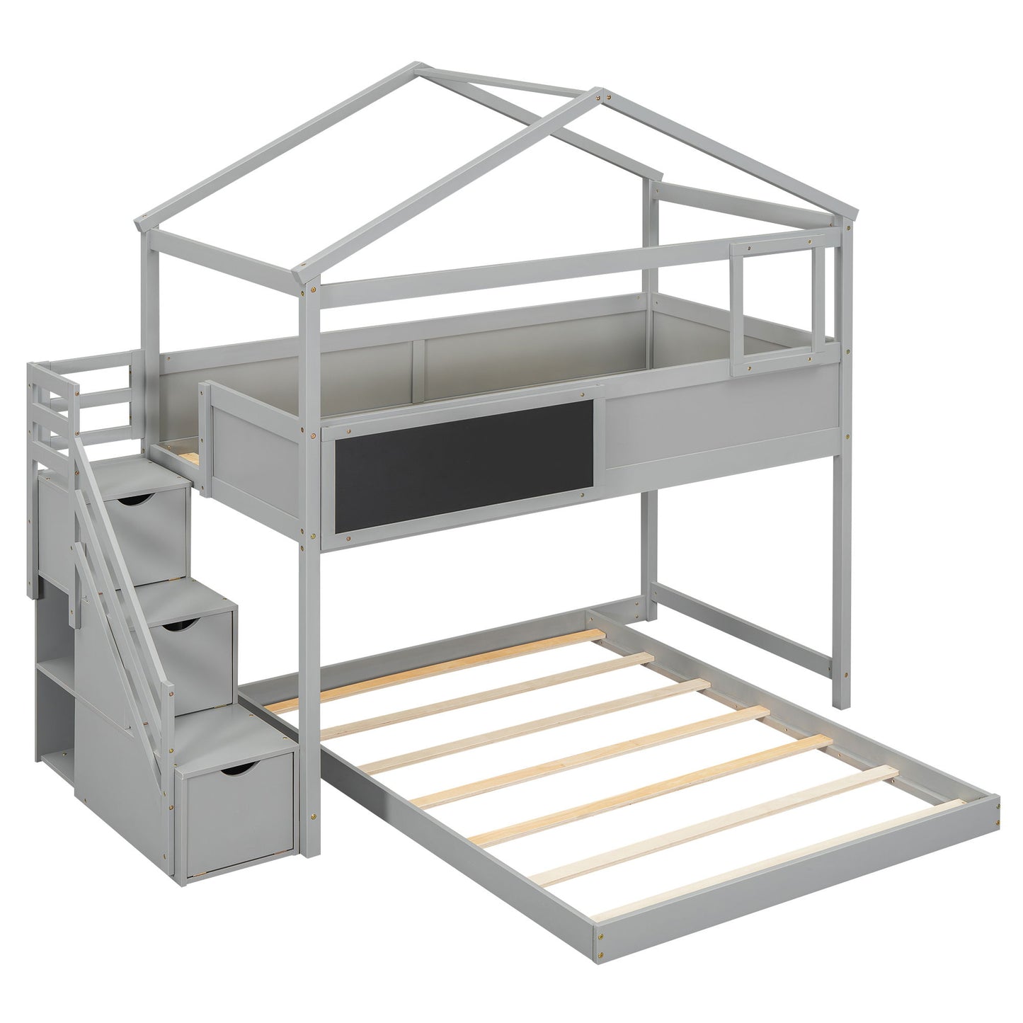House Style Bunk Bed With Storage Staircase And board - The Sleep Loft - Online Mattress Showroom NYC