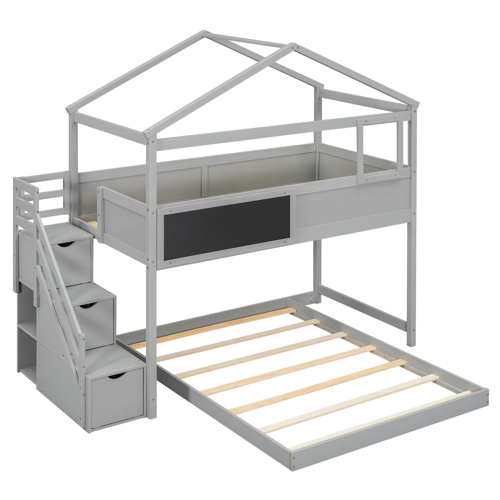 House Style Bunk Bed With Storage Staircase And board - The Sleep Loft - Online Mattress Showroom NYC