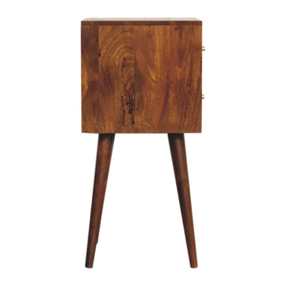Mini Cube Carved 2 Drawer Nightstand - The Sleep Loft - Online Mattress Showroom NYC
