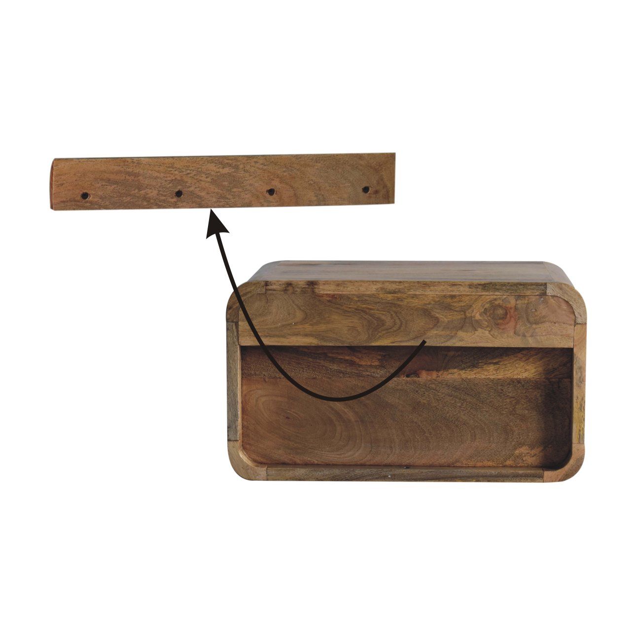 Curved Upper Slot Floating Nightstand - The Sleep Loft - Online Mattress Showroom NYC