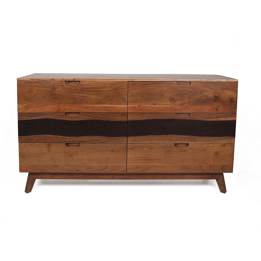 Sierra 6 Drawer Sideboard, Wood Credenza / Cabinets / Chests / Nightstands - Natural Wood / Brown - The Sleep Loft - Online Mattress Showroom NYC