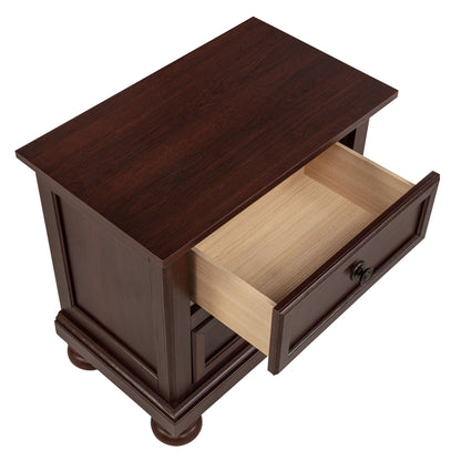 1 Piece Nightstand, 2 Drawer Storage Bedroom Furniture - Brown / Cherry