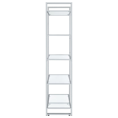 Hartford 79-inch 5-shelf Glass Bookshelf Chrome