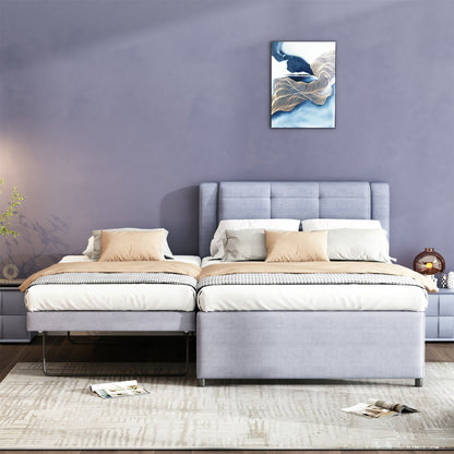 Upholstery Platform Bed With Trundle, Trundle Can Be Flat Or Erected - The Sleep Loft - Online Mattress Showroom NYC