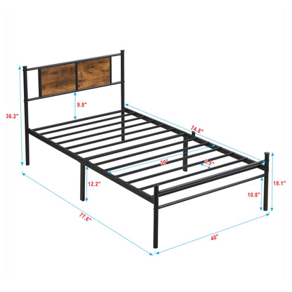 Modern Metal Bedframe With Headboard, Durable Steel Structure - The Sleep Loft - Online Mattress Showroom NYC