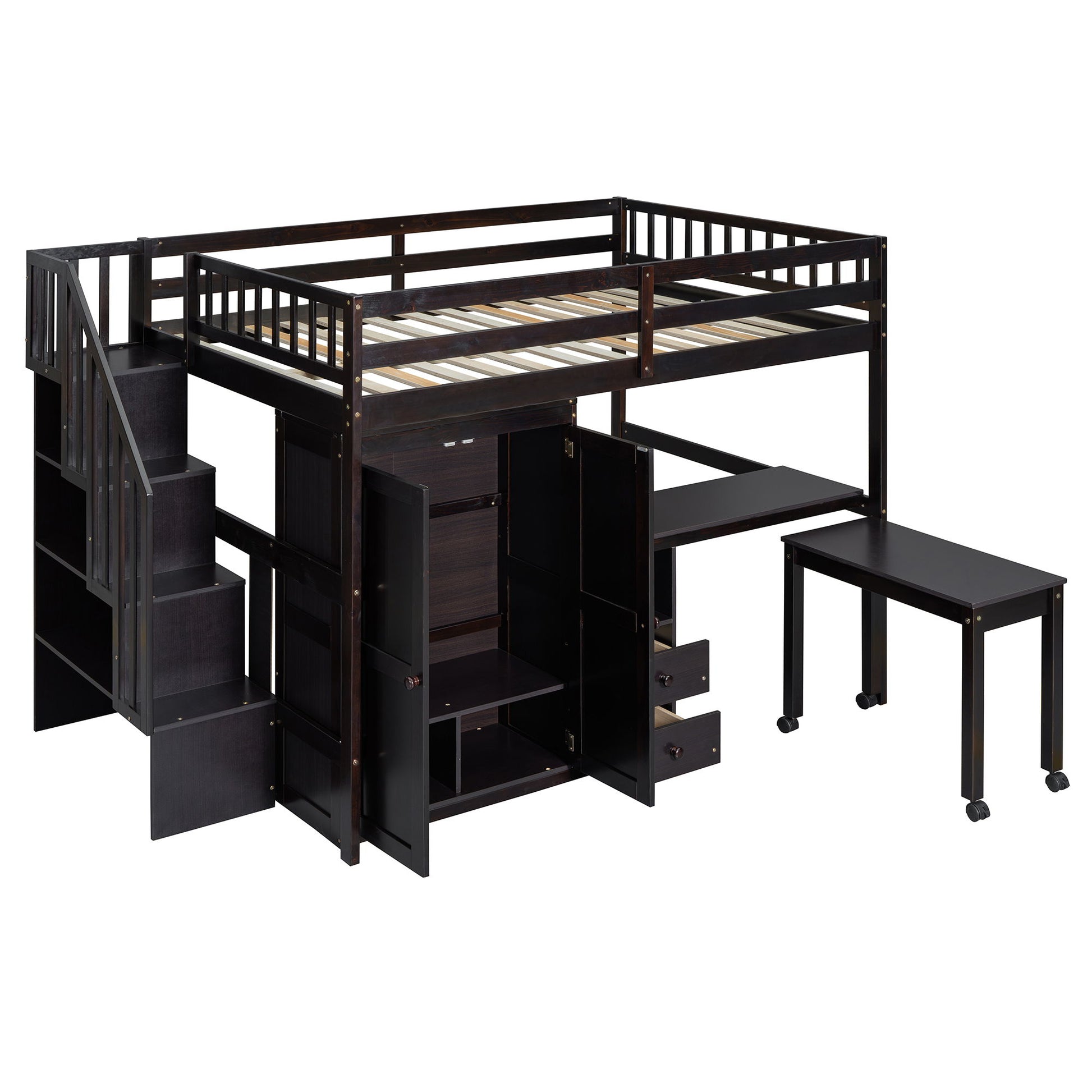 Loft Bed With Stairs, Bookshelf, Drawers, Desk & Wardrobe, Space Saving Multifunctional Furniture - The Sleep Loft - Online Mattress Showroom NYC