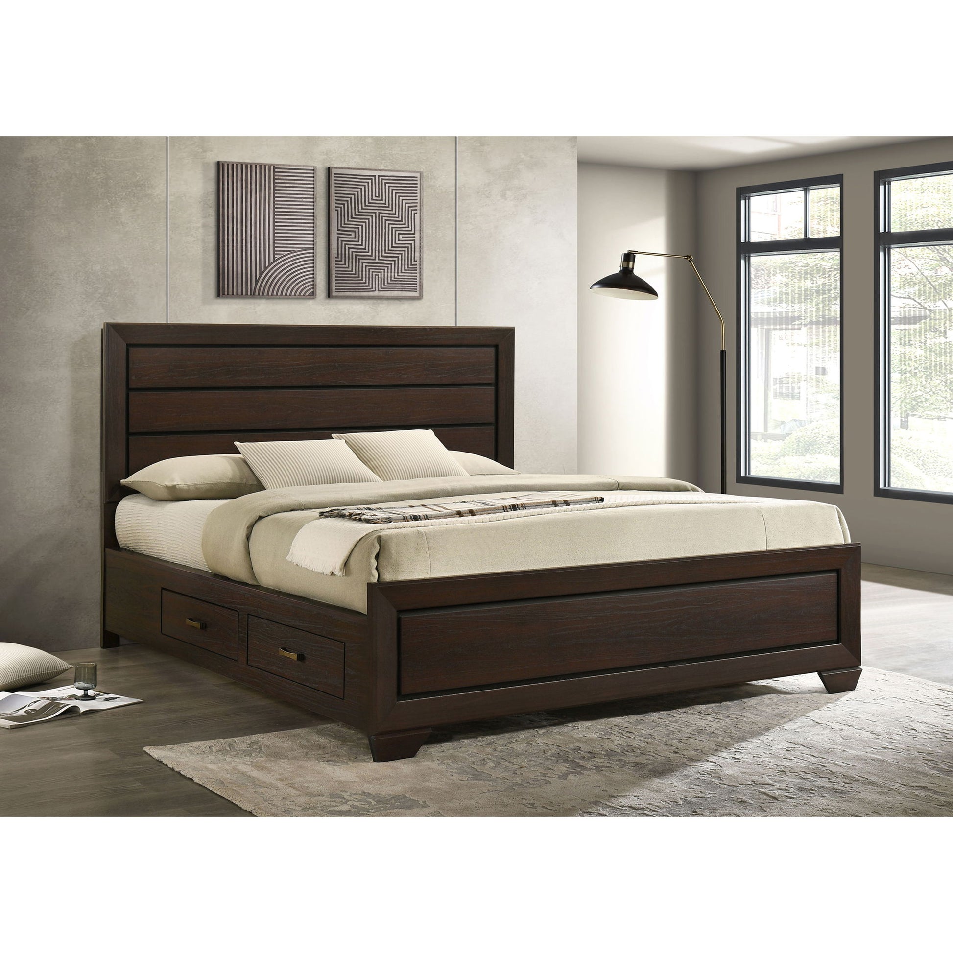 Kauffman - Queen Storage Panel Bed With Side Drawers - Dark Brown - The Sleep Loft - Online Mattress Showroom NYC