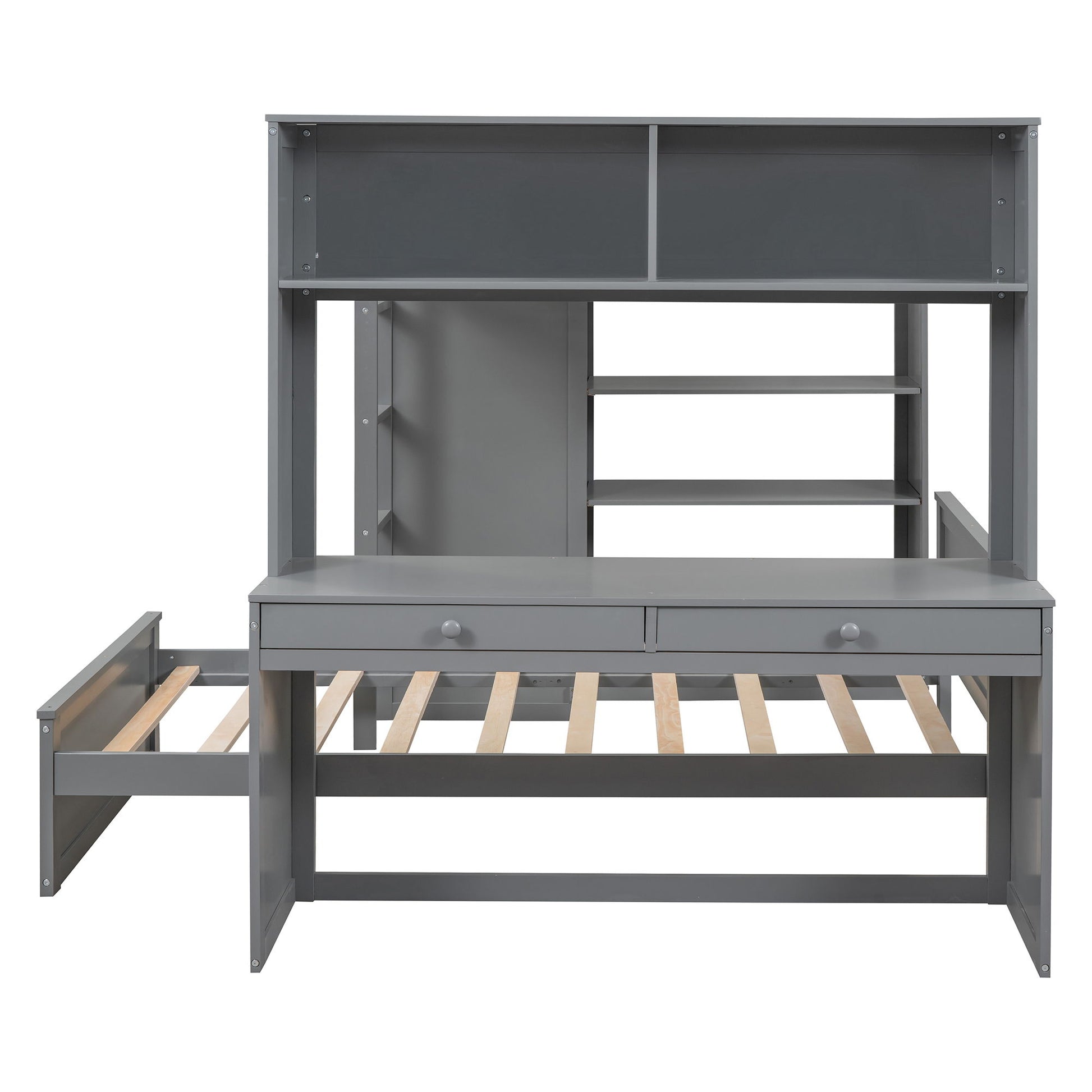 Loft Bed With A Twin Size Standalone Bed, Shelves, Desk, And Wardrobe - The Sleep Loft - Online Mattress Showroom NYC