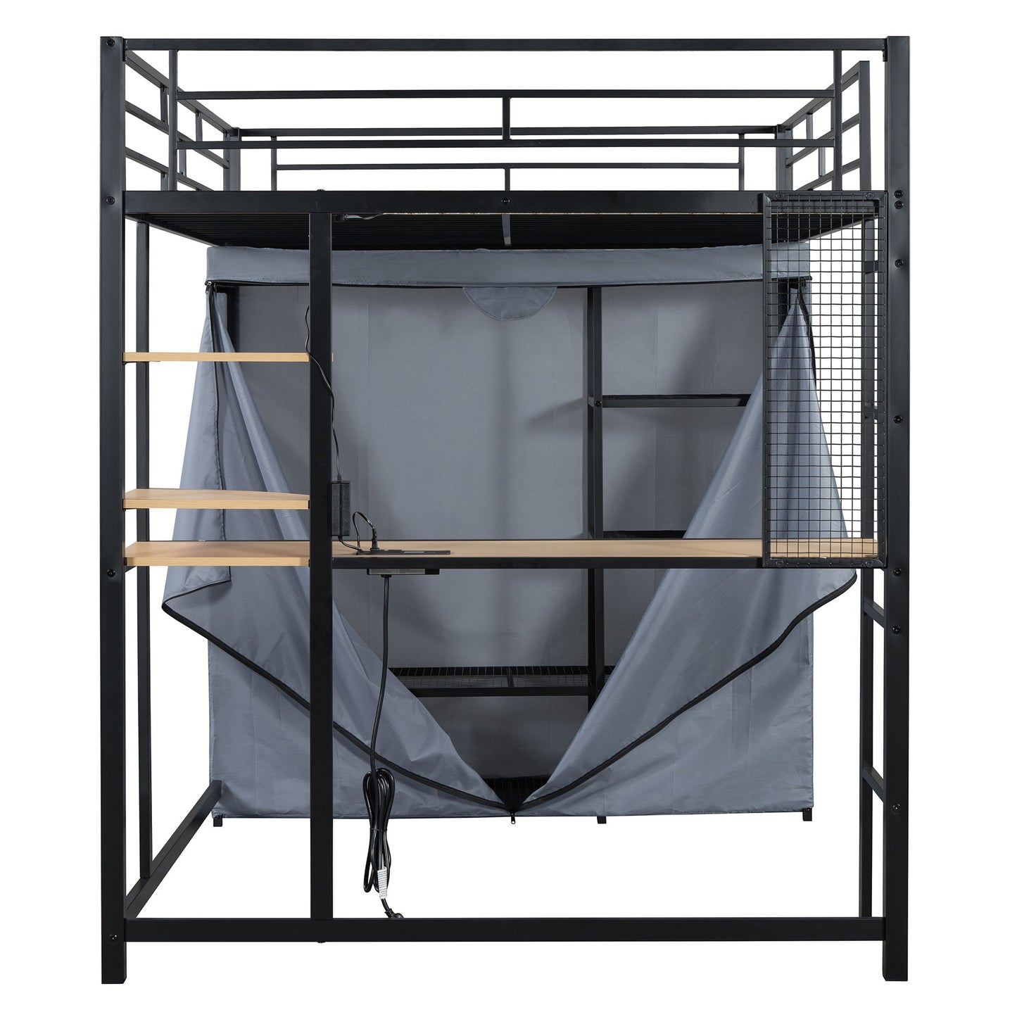 Loft Bed With Desk, Shelves, Power Outlet, LED Light And Wardrobe - The Sleep Loft - Online Mattress Showroom NYC