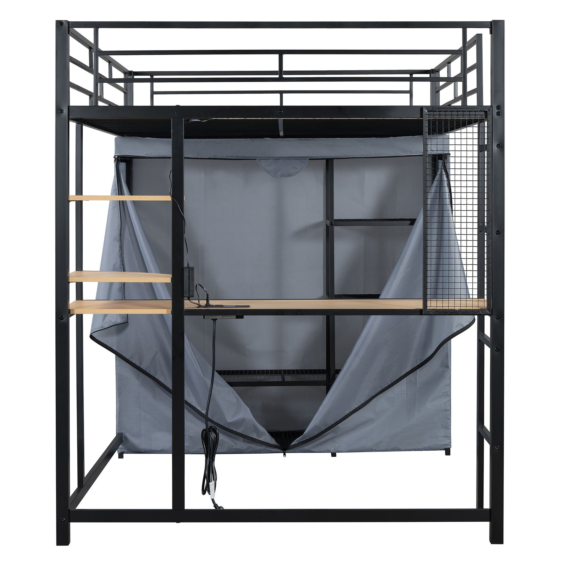 Loft Bed With Desk, Shelves, Power Outlet, LED Light And Wardrobe - The Sleep Loft - Online Mattress Showroom NYC