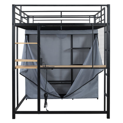 Loft Bed With Desk, Shelves, Power Outlet, LED Light And Wardrobe - The Sleep Loft - Online Mattress Showroom NYC