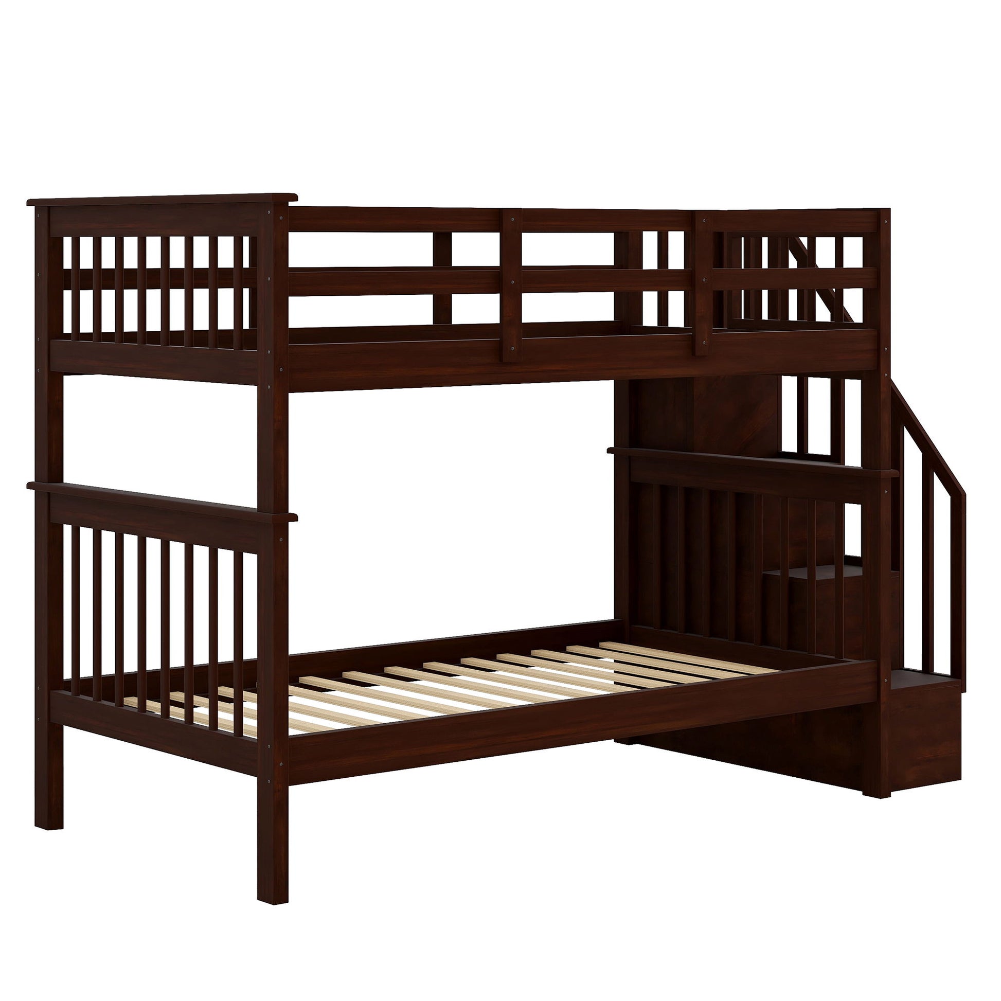 Stairway Bunk Bed With Storage And Guard Rail For Bedroom - The Sleep Loft - Online Mattress Showroom NYC