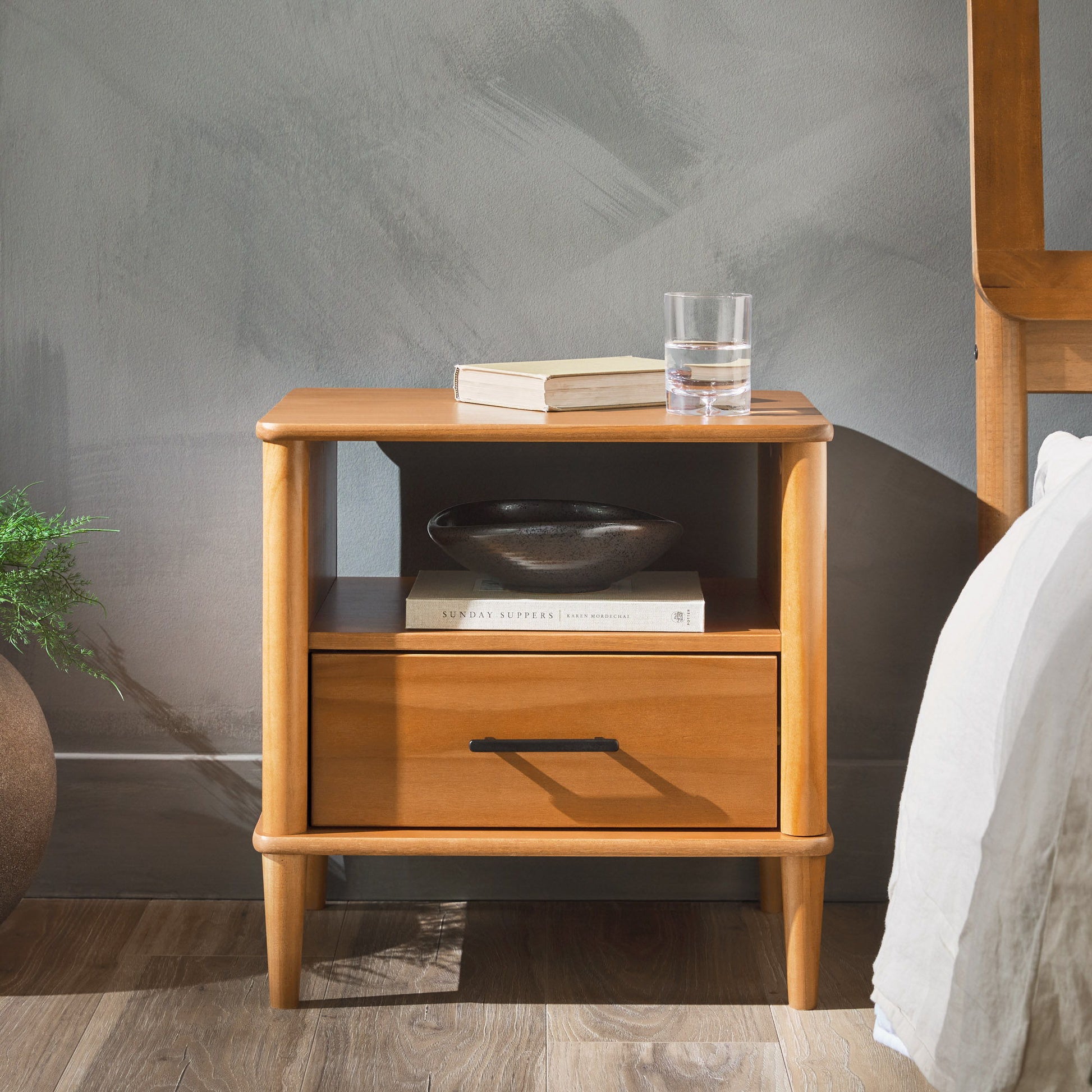 Transitional Solid Wood Spindle Nightstand - The Sleep Loft - Online Mattress Showroom NYC