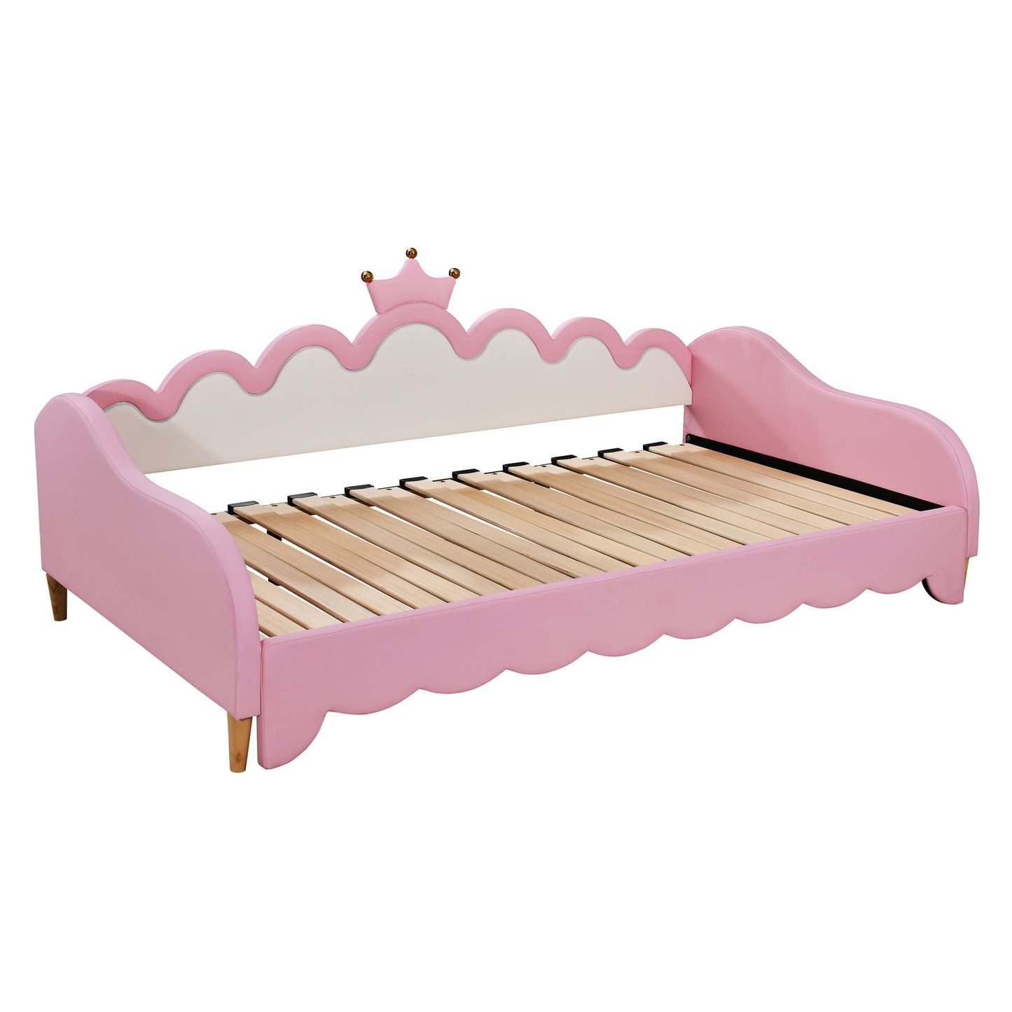 Extending Daybed With LED Lights, Modern Upholstered Princess Daybed With Crown Headboard - The Sleep Loft - Online Mattress Showroom NYC