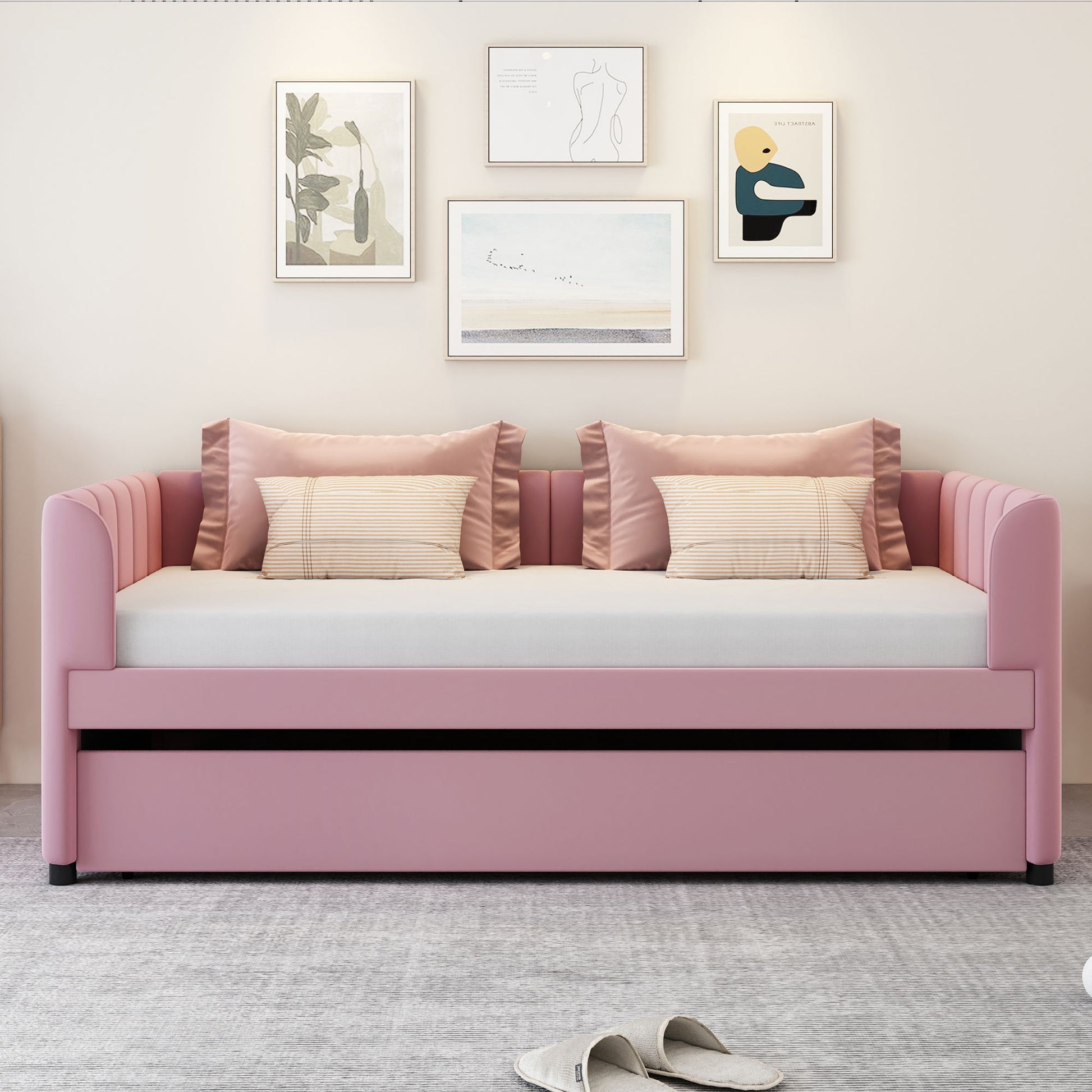Upholstered Daybed With Ergonomic Design Backrest - The Sleep Loft - Online Mattress Showroom NYC