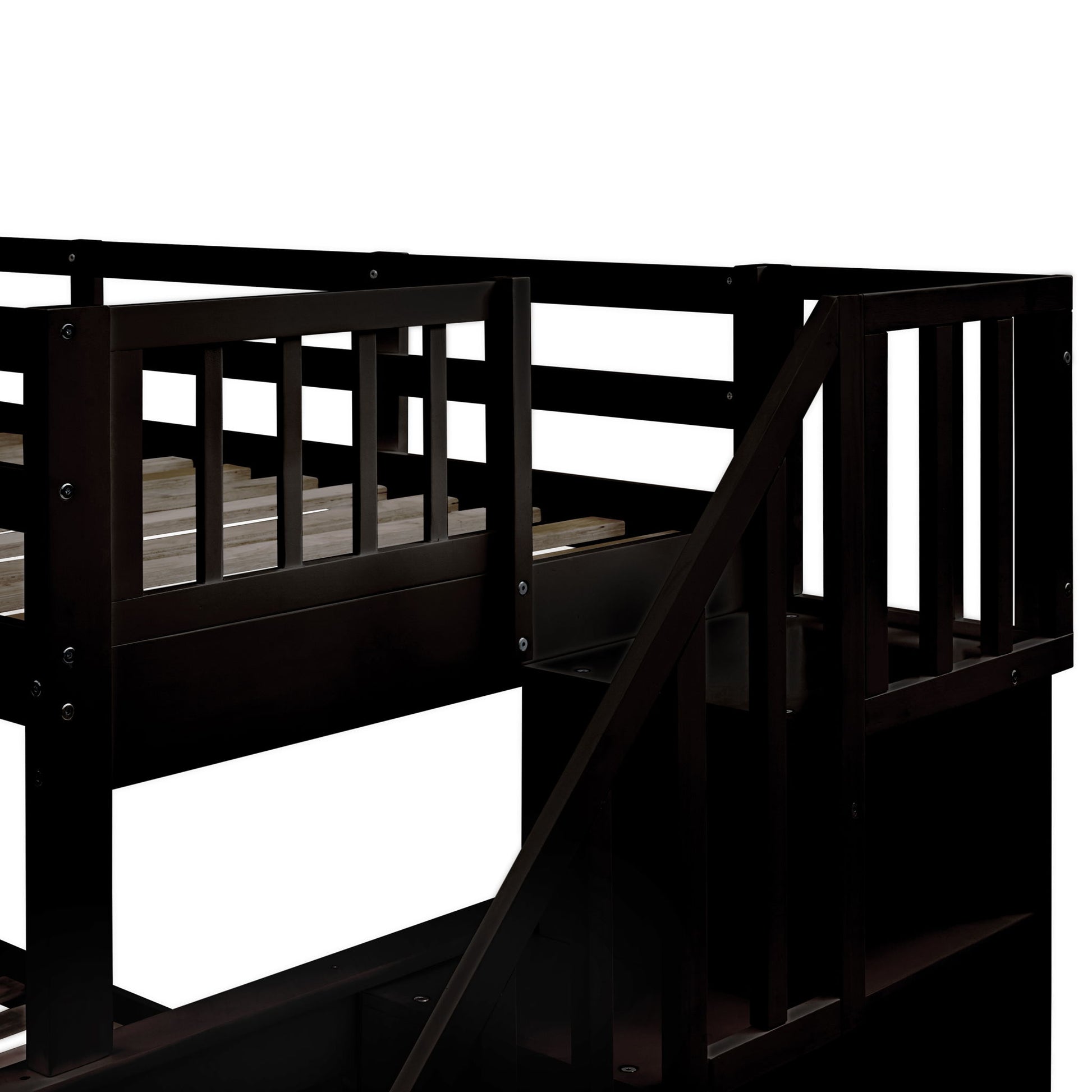 Bunk Bed With Twin Size Trundle, Storage And Guard Rail For Bedroom - The Sleep Loft - Online Mattress Showroom NYC