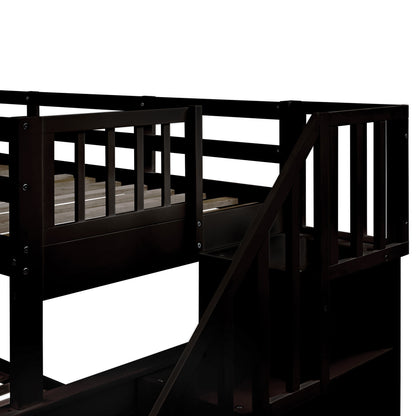 Bunk Bed With Twin Size Trundle, Storage And Guard Rail For Bedroom - The Sleep Loft - Online Mattress Showroom NYC