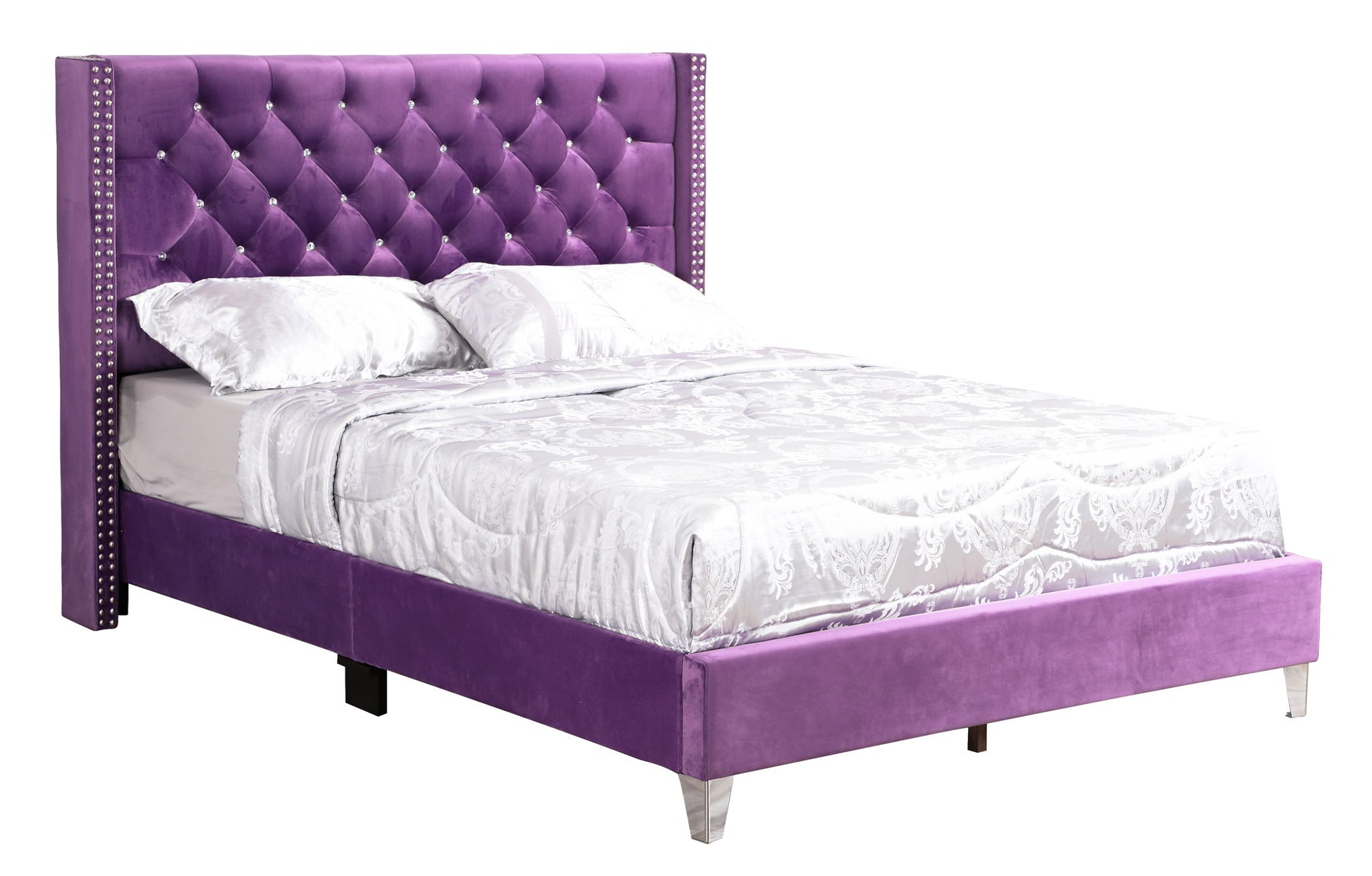 Upholstered Nailhead Trim Chic Bed - The Sleep Loft - Online Mattress Showroom NYC