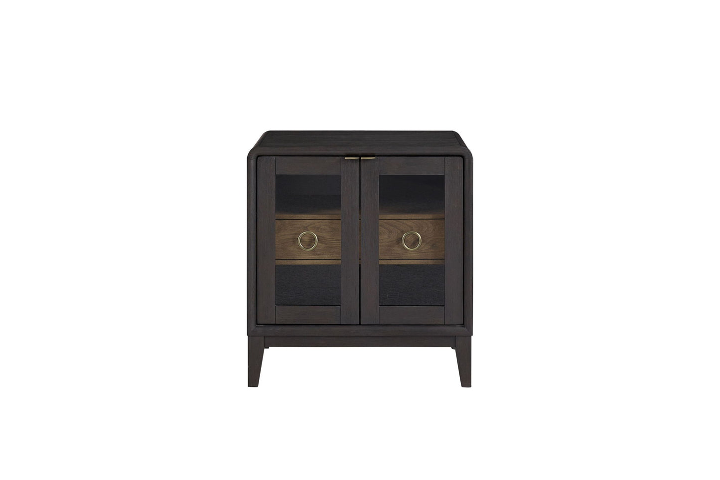 Glass Door Nightstand - Black - The Sleep Loft - Online Mattress Showroom NYC