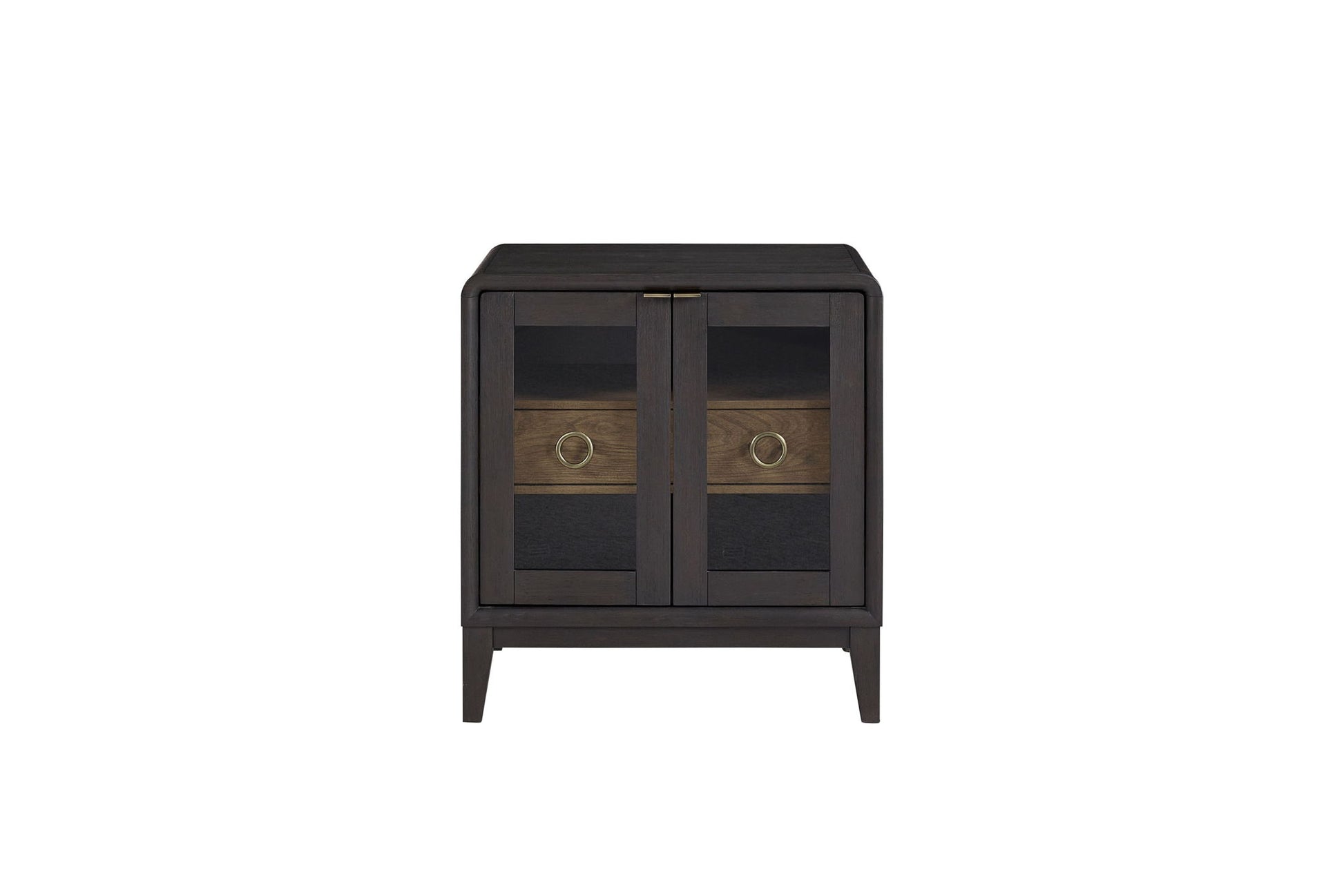 Glass Door Nightstand - Black - The Sleep Loft - Online Mattress Showroom NYC