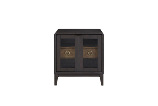 Glass Door Nightstand - Black - The Sleep Loft - Online Mattress Showroom NYC