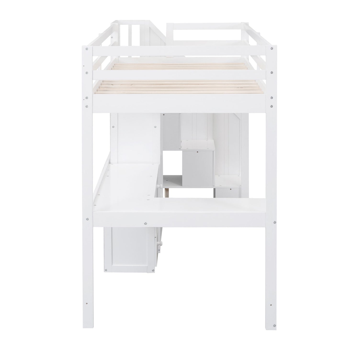 Loft Bed With L Shaped Desk, Drawers, Cabinet, And Storage Staircase - The Sleep Loft - Online Mattress Showroom NYC