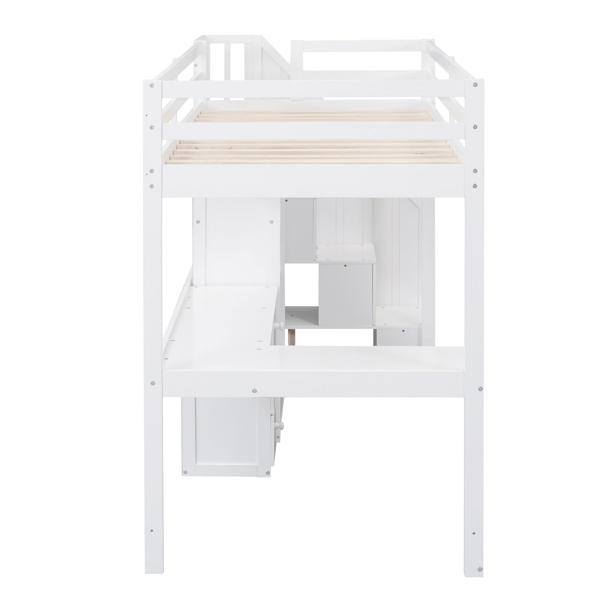 Loft Bed With L Shaped Desk, Drawers, Cabinet, And Storage Staircase - The Sleep Loft - Online Mattress Showroom NYC