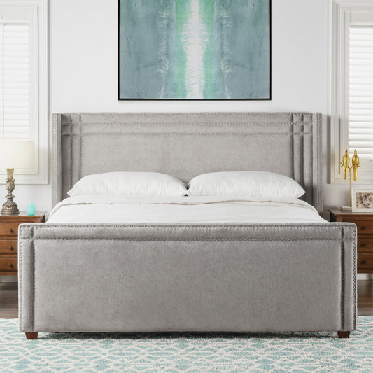 Elle - Wingback Upholstered King Bed - Silver Gray - The Sleep Loft - Online Mattress Showroom NYC