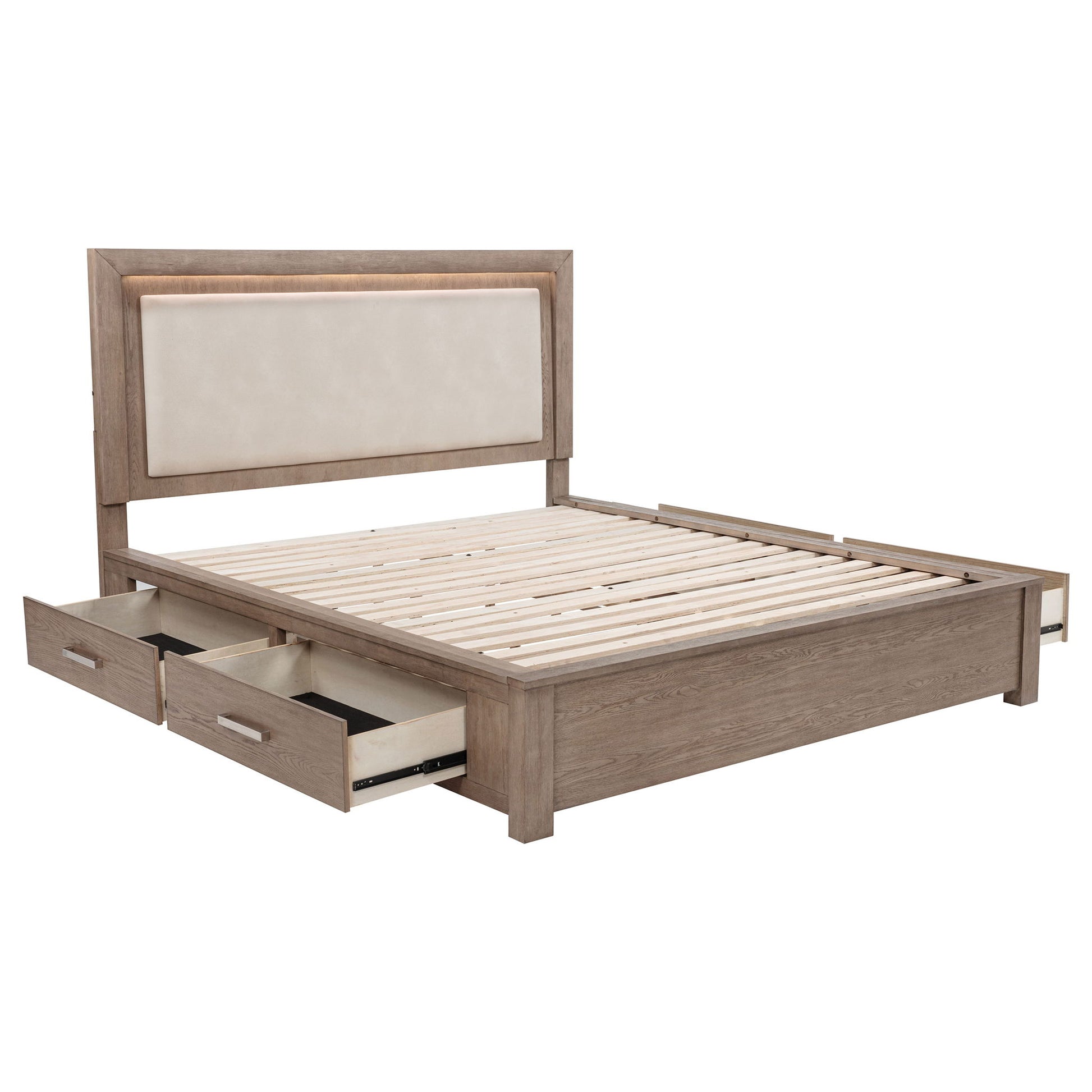 Gibbons - LED Storage Bed With Upholstered Headboard - The Sleep Loft - Online Mattress Showroom NYC