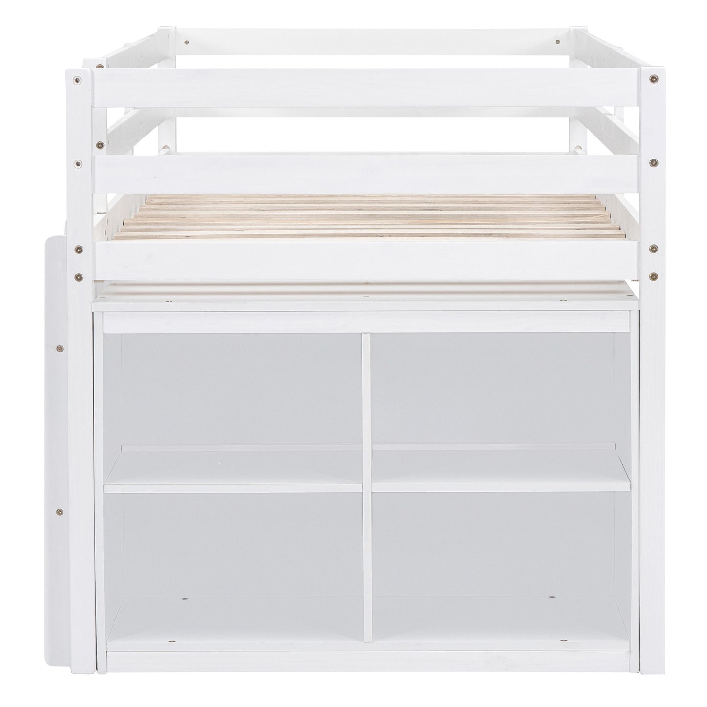 Loft Bed With Retractable Writing Desk And 4 Drawers, With Lateral Portable Desk And Shelves - The Sleep Loft - Online Mattress Showroom NYC