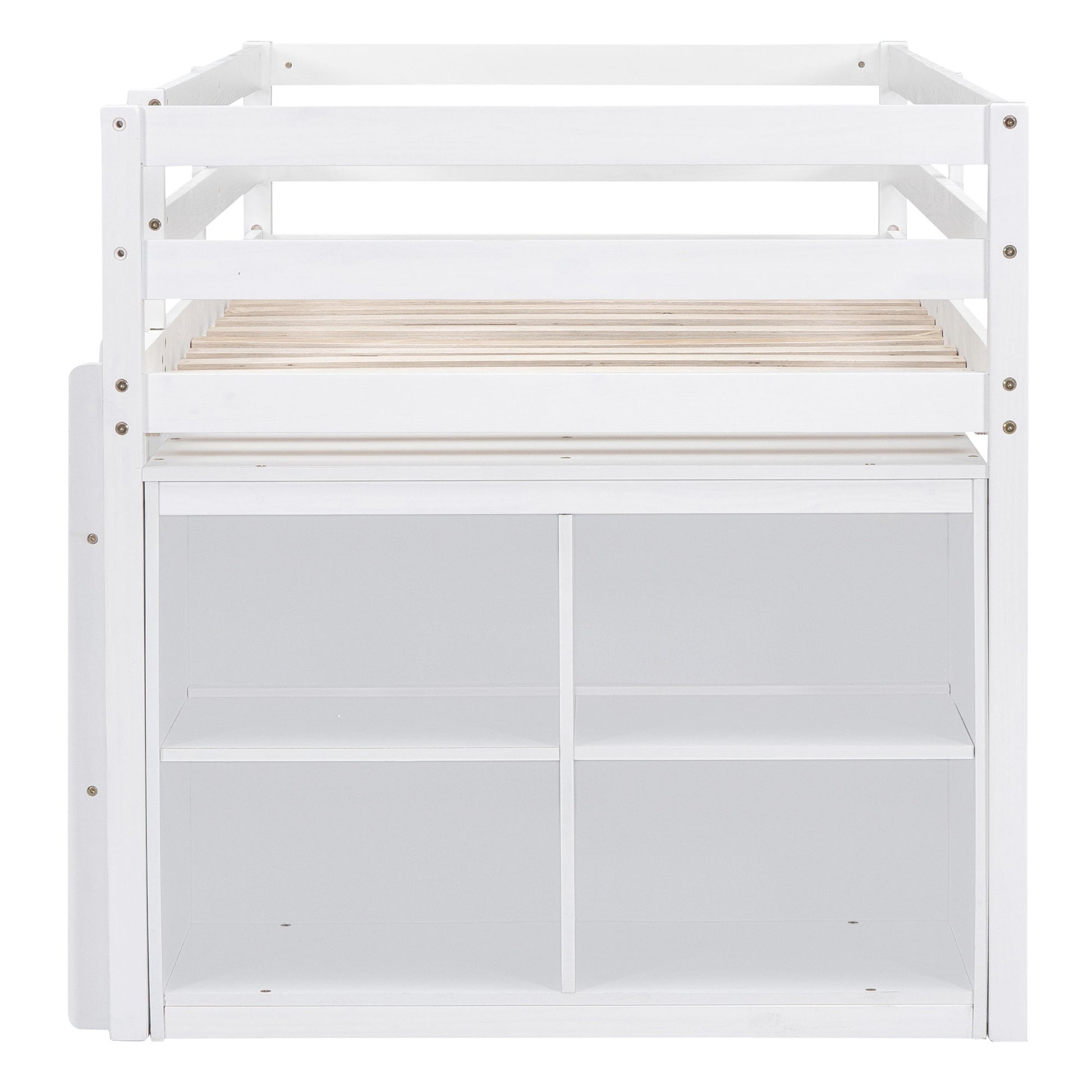 Loft Bed With Retractable Writing Desk And 4 Drawers, With Lateral Portable Desk And Shelves - The Sleep Loft - Online Mattress Showroom NYC