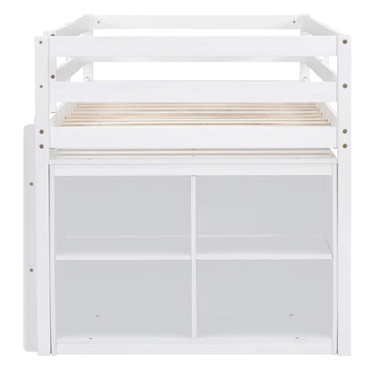 Loft Bed With Retractable Writing Desk And 4 Drawers, With Lateral Portable Desk And Shelves - The Sleep Loft - Online Mattress Showroom NYC