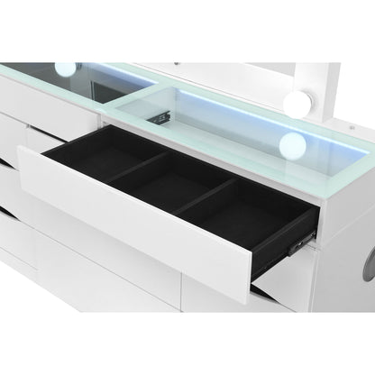 Elisa - Vanity Set With Stool And LED Bulbs - The Sleep Loft - Online Mattress Showroom NYC