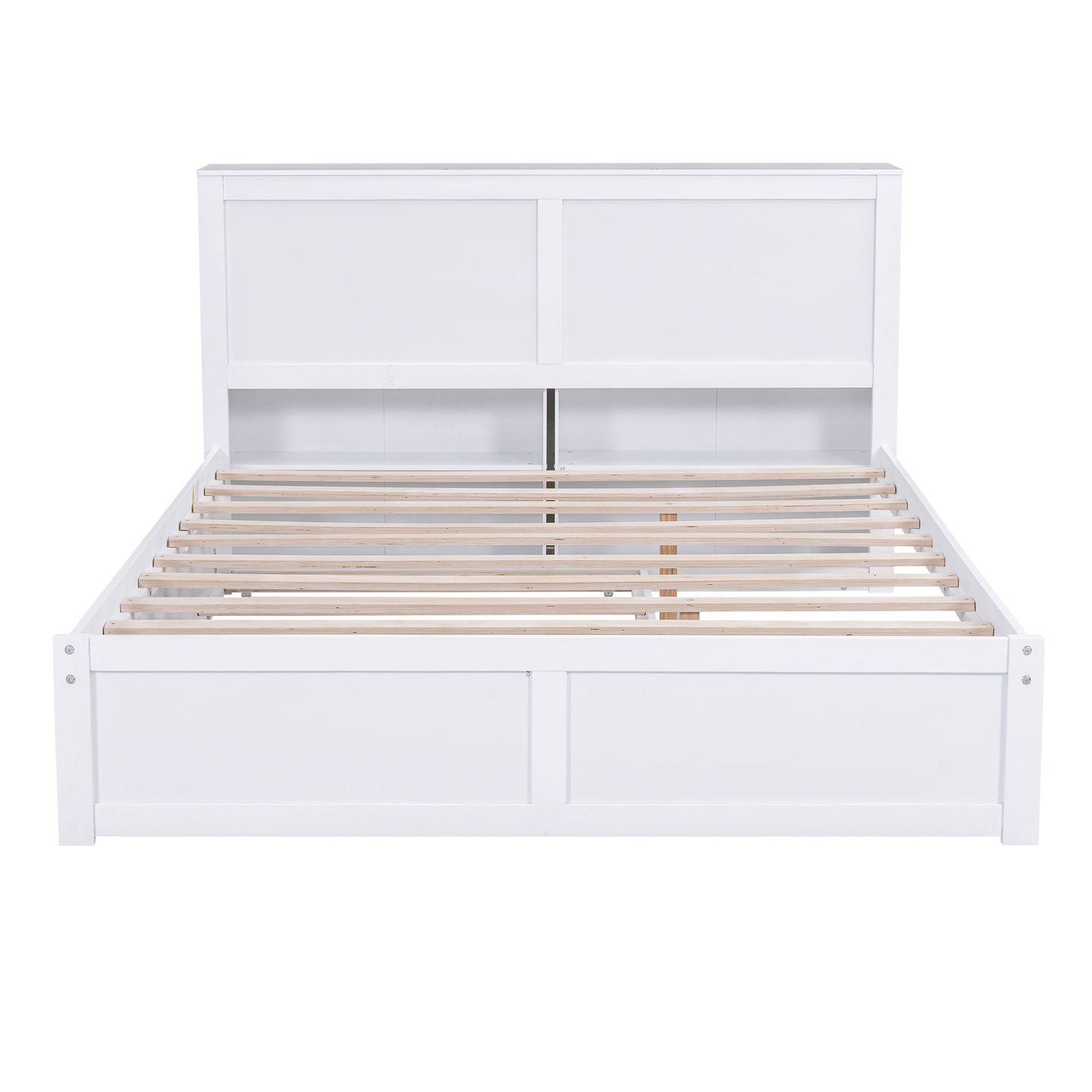 Storage Platform Bed With Pull Out Shelves And Trundle