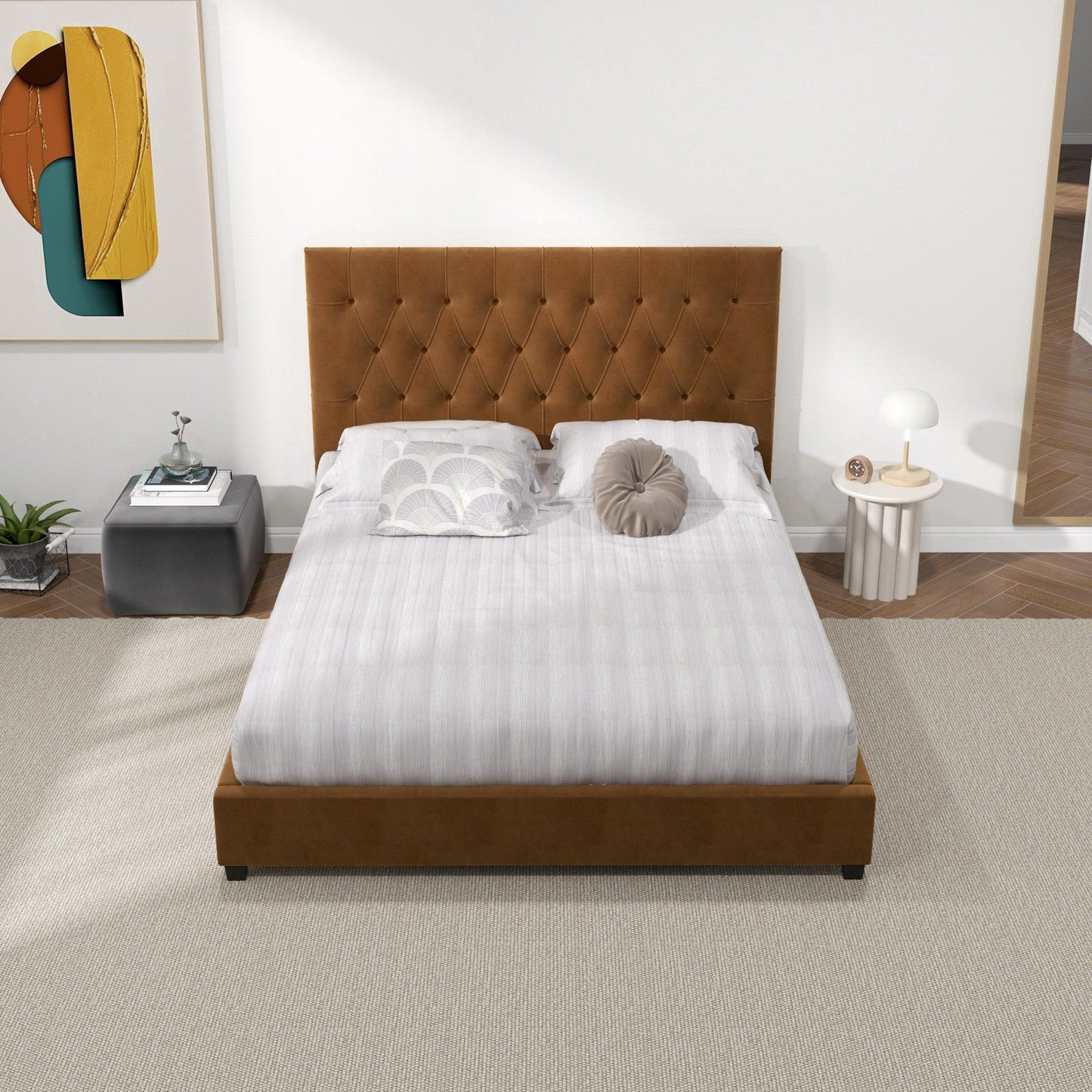 Donald - Mid-Century Modern Upholstered Platform Bed - The Sleep Loft - Online Mattress Showroom NYC