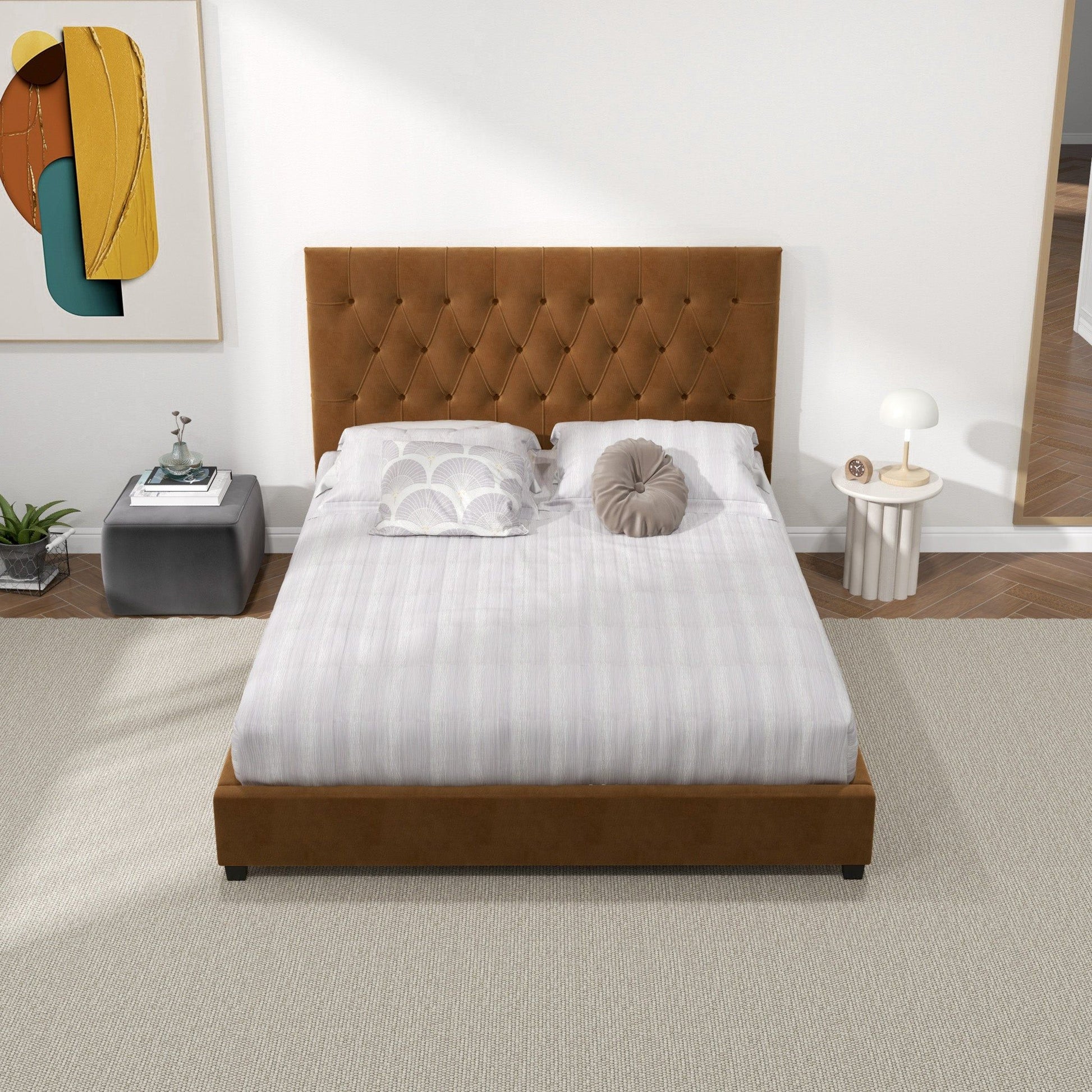 Donald - Mid-Century Modern Upholstered Platform Bed - The Sleep Loft - Online Mattress Showroom NYC