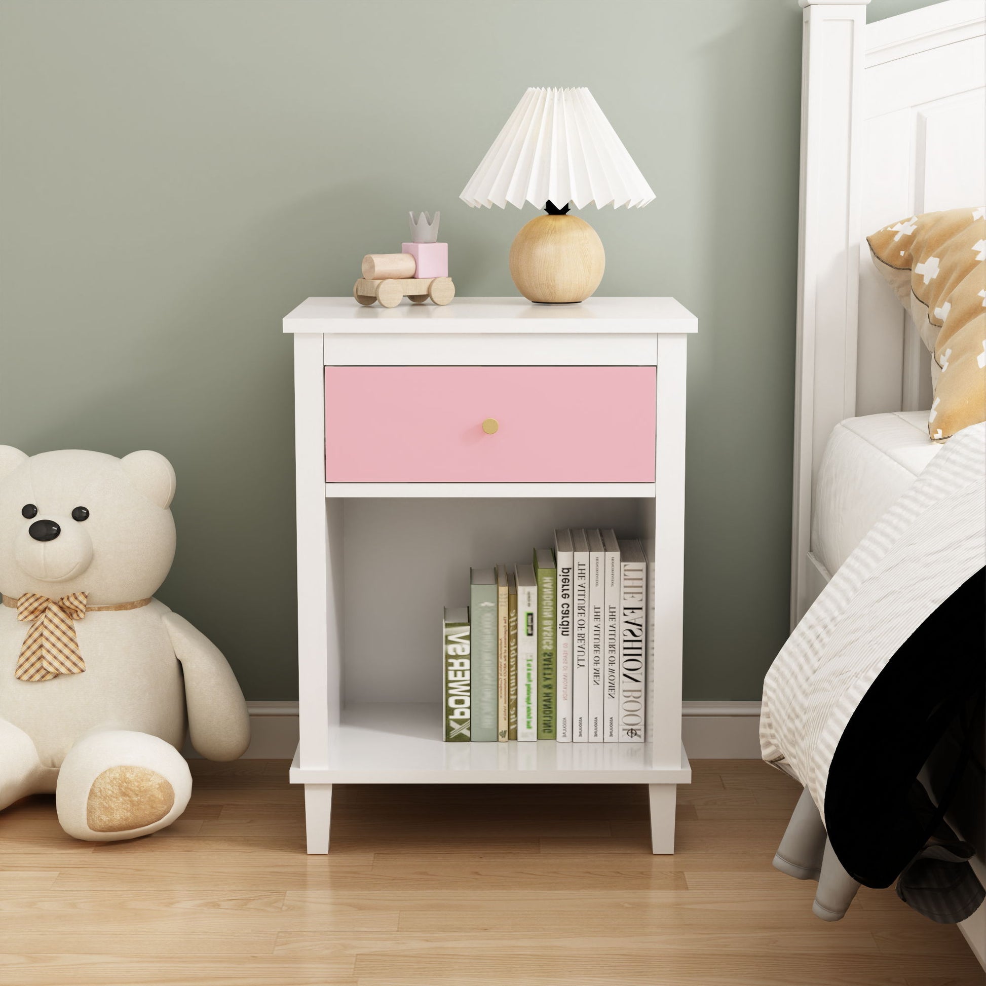 Nightstand With 1 Drawer 1 Shelf - The Sleep Loft - Online Mattress Showroom NYC