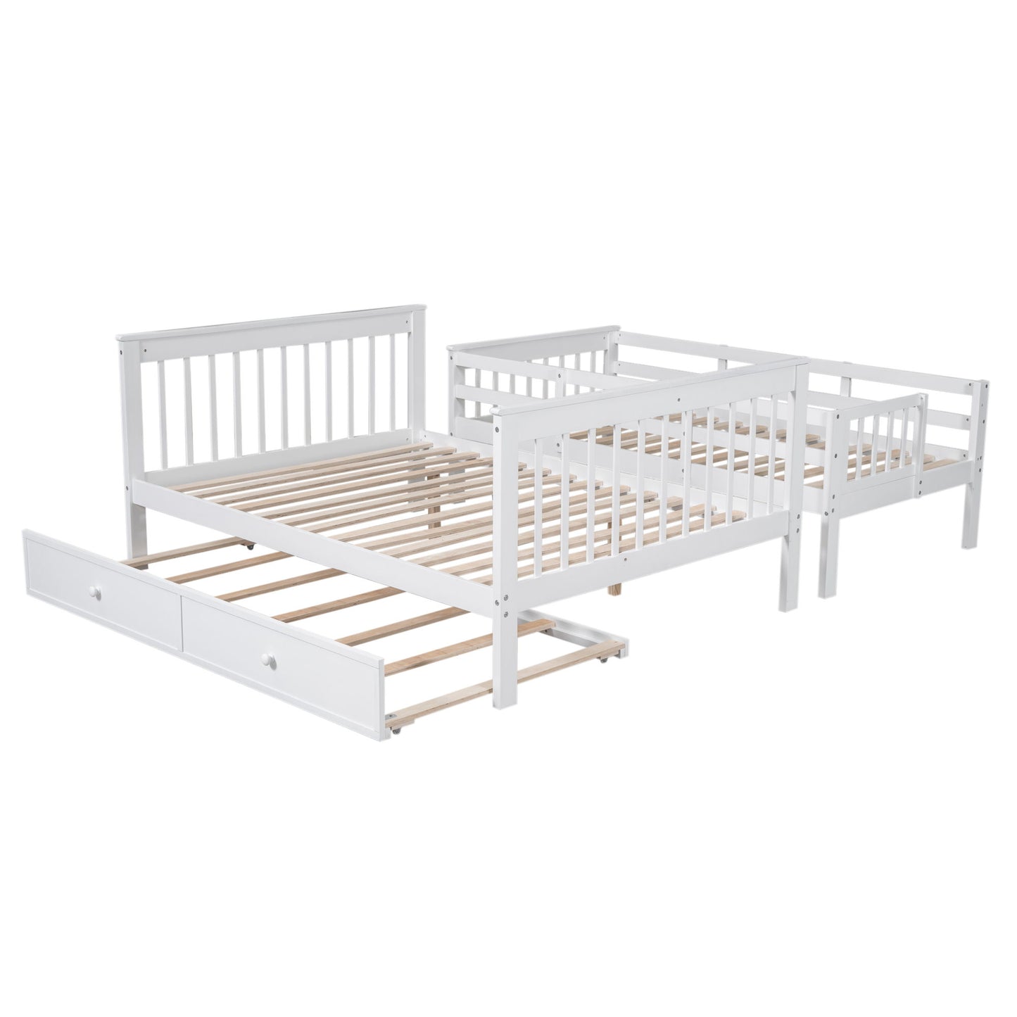 Bunk Bed With Twin Size Trundle, Storage And Guard Rail For Bedroom - The Sleep Loft - Online Mattress Showroom NYC