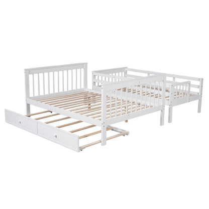 Bunk Bed With Twin Size Trundle, Storage And Guard Rail For Bedroom - The Sleep Loft - Online Mattress Showroom NYC