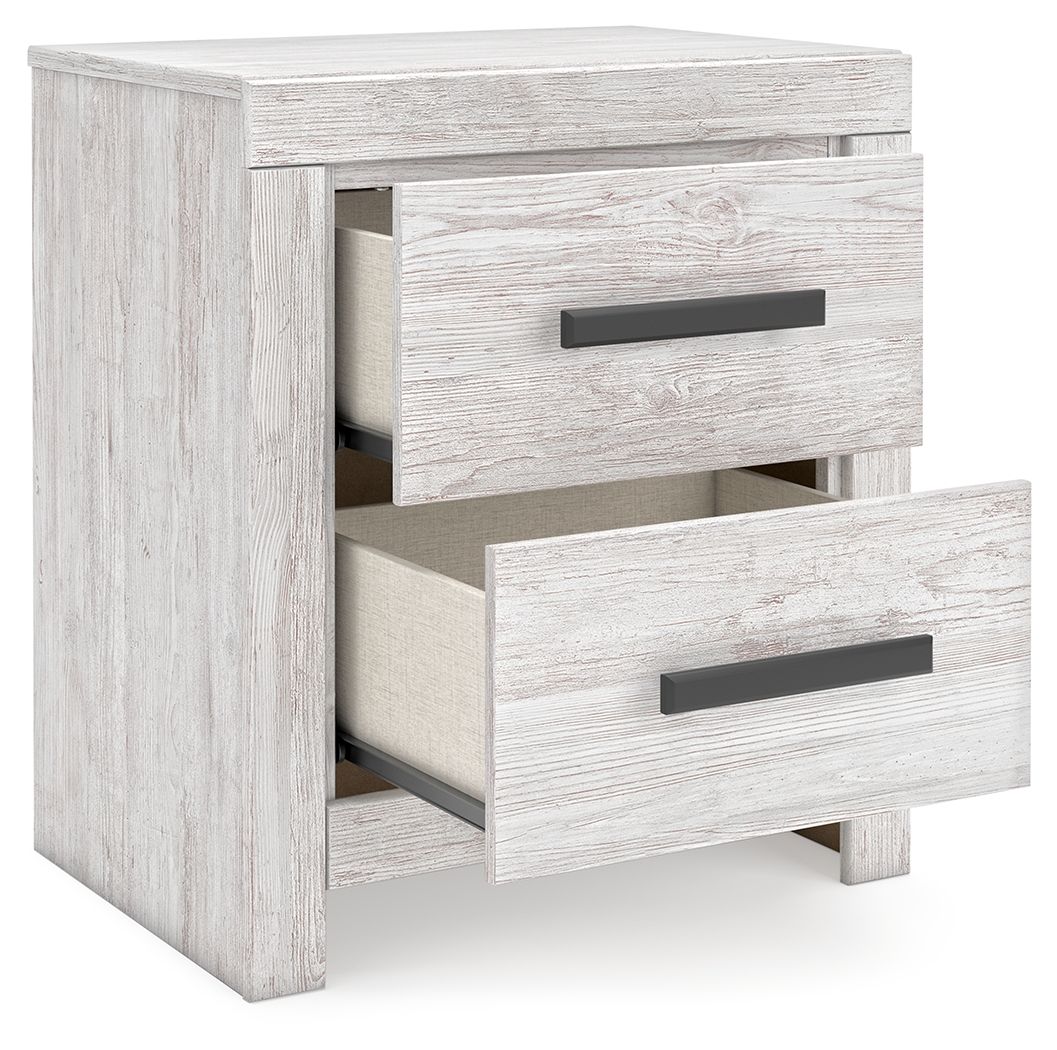 Cayboni - Two Drawer Night Stand - Whitewash - The Sleep Loft - Online Mattress Showroom NYC