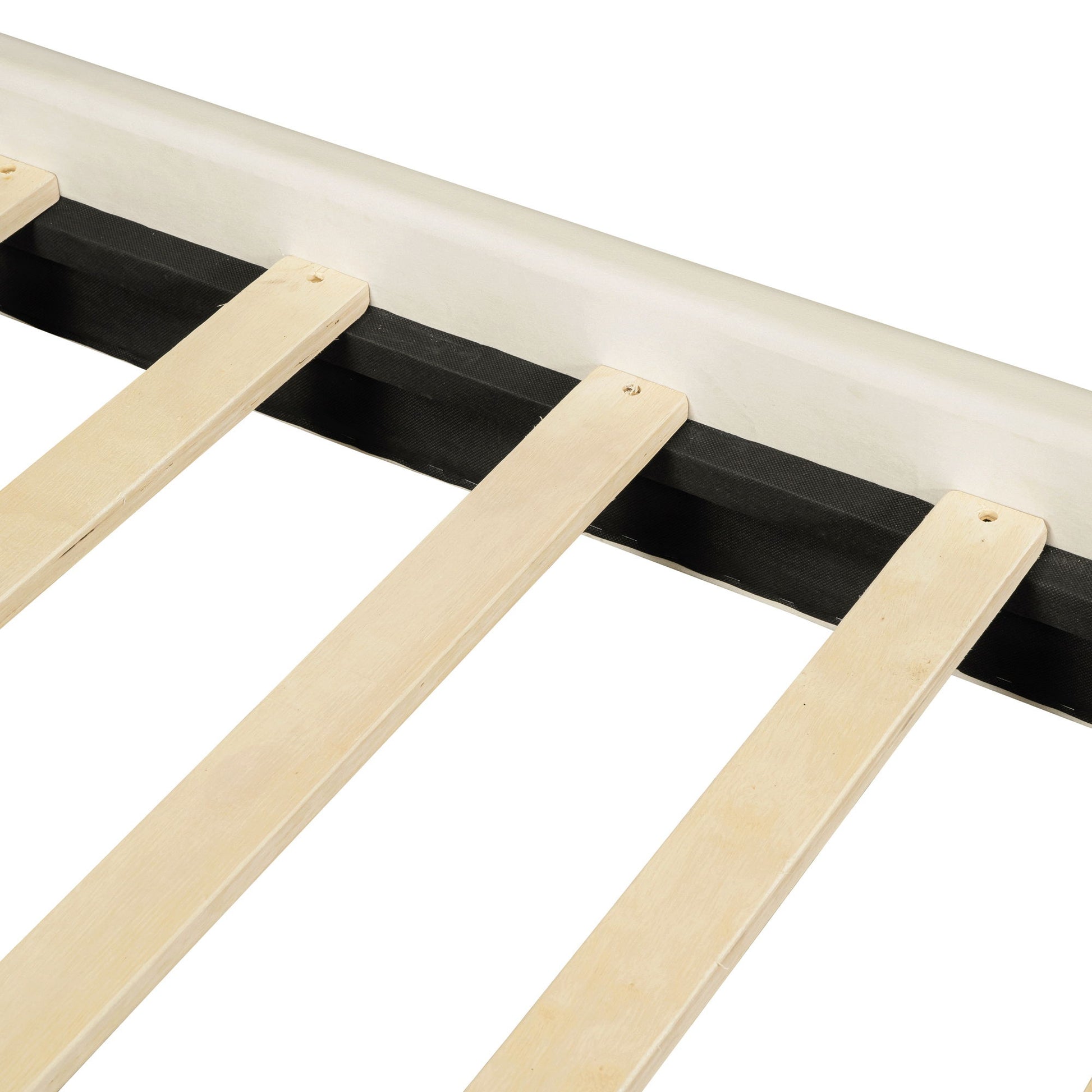 Platform Bed With Thick, Stylish Stripe Decorated Bedboard And Elegant Leg - The Sleep Loft - Online Mattress Showroom NYC