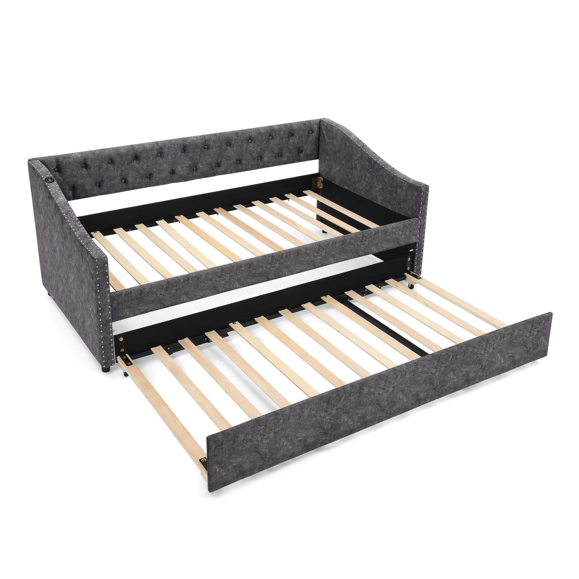 Upholstered Daybed With USB Charging & Pull Out Bed - The Sleep Loft - Online Mattress Showroom NYC