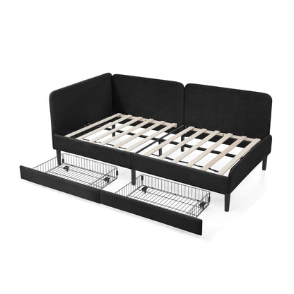 Upholstered Platform Bed Frame With 2 Storage Drawers And Adjustable Sofa Bed - The Sleep Loft - Online Mattress Showroom NYC