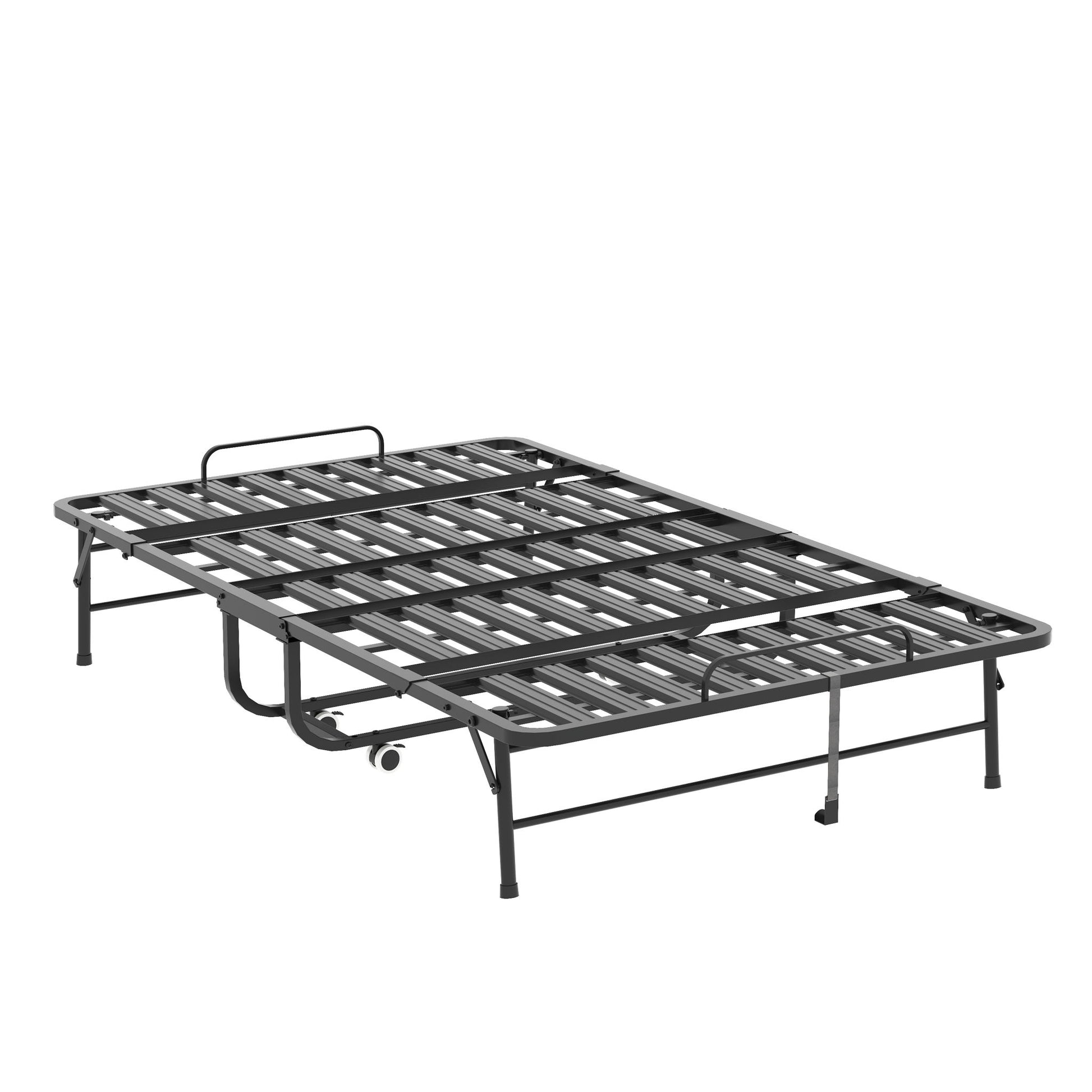 Twin Wide Folding Bed For Tall People, Extra Long & Wide Rollaway With Memory Foam, Heavy-Duty - Black - The Sleep Loft - Online Mattress Showroom NYC