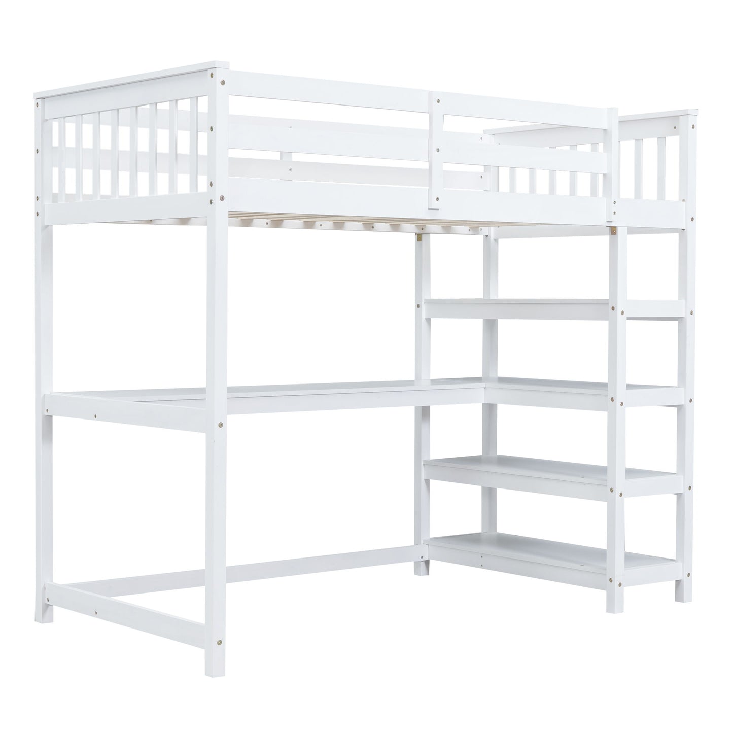 Loft Bed With Storage Shelves And Under Bed Desk - The Sleep Loft - Online Mattress Showroom NYC