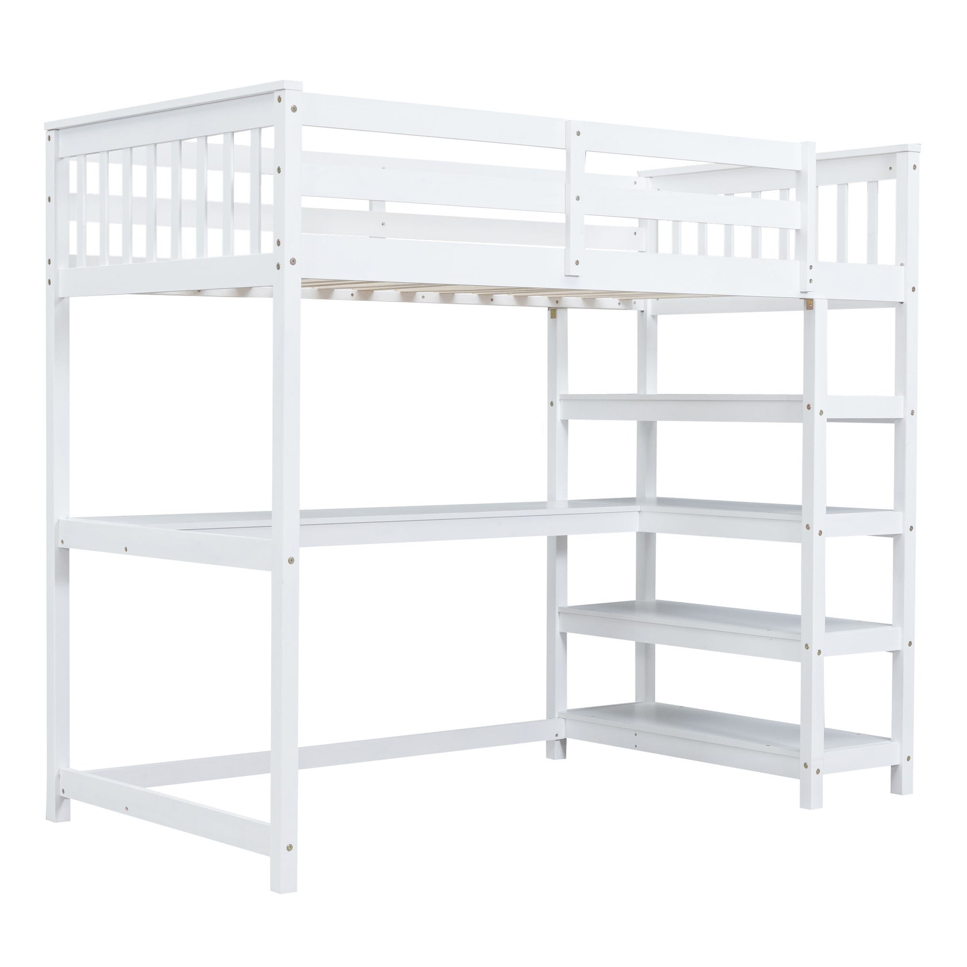 Loft Bed With Storage Shelves And Under Bed Desk - The Sleep Loft - Online Mattress Showroom NYC