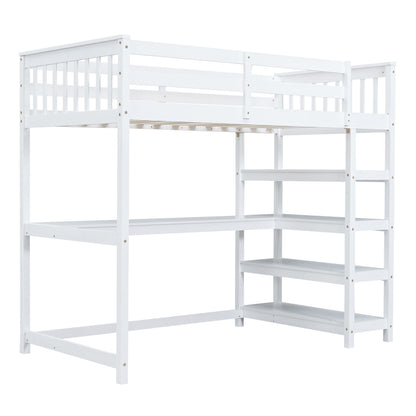 Loft Bed With Storage Shelves And Under Bed Desk - The Sleep Loft - Online Mattress Showroom NYC