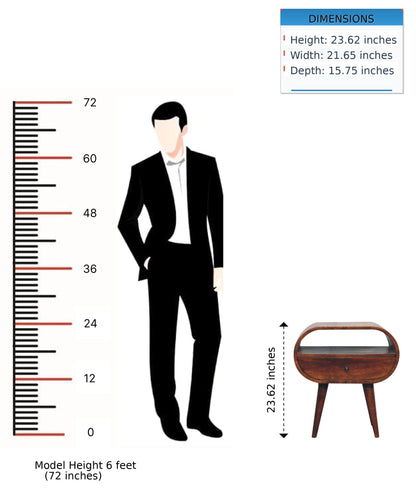 Large Chestnut Circular Bedside - The Sleep Loft - Online Mattress Showroom NYC