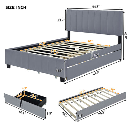 Platform UpholsteredBed With 2 Drawers And Twin Long Trundle - The Sleep Loft - Online Mattress Showroom NYC