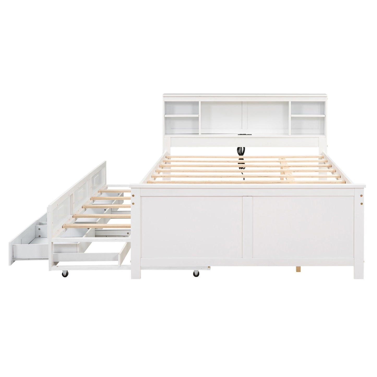 Platform Bed With Storage Headboard, USB, Trundle And 3 Drawers - The Sleep Loft - Online Mattress Showroom NYC